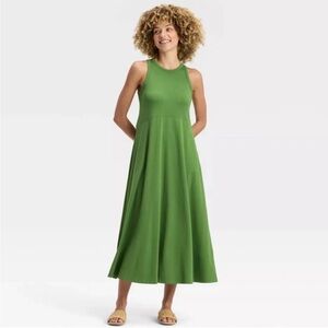 a new day Sleeveless Green A-Line Tank Knit Maxi Dress NWT L
